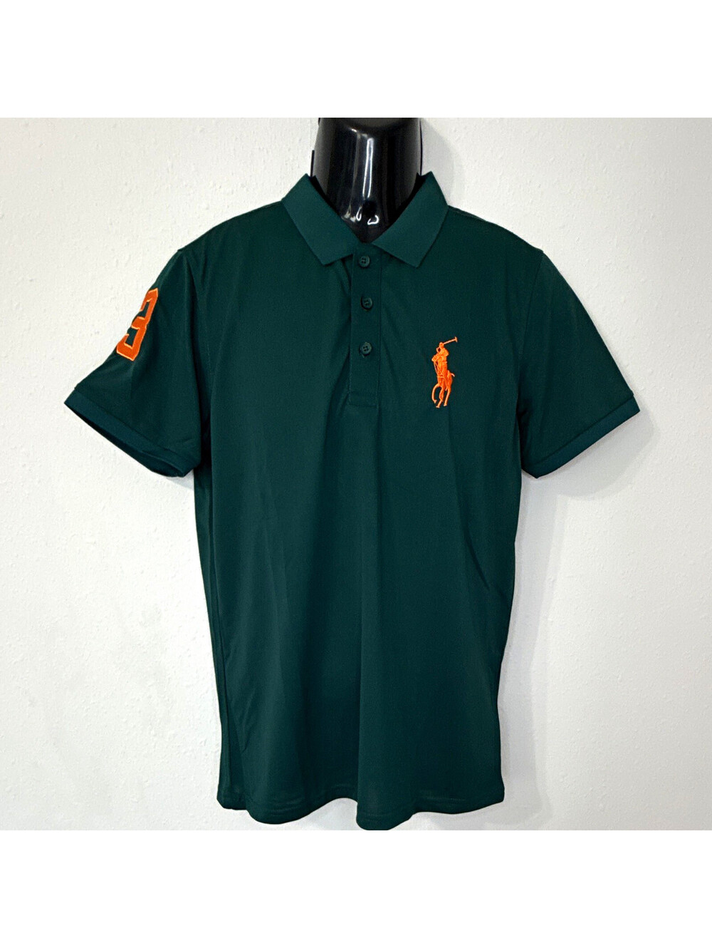 Polo Ralph Lauren Men’s S Green Solid Short Sleeve Polo, Big Pony Logo, Button
